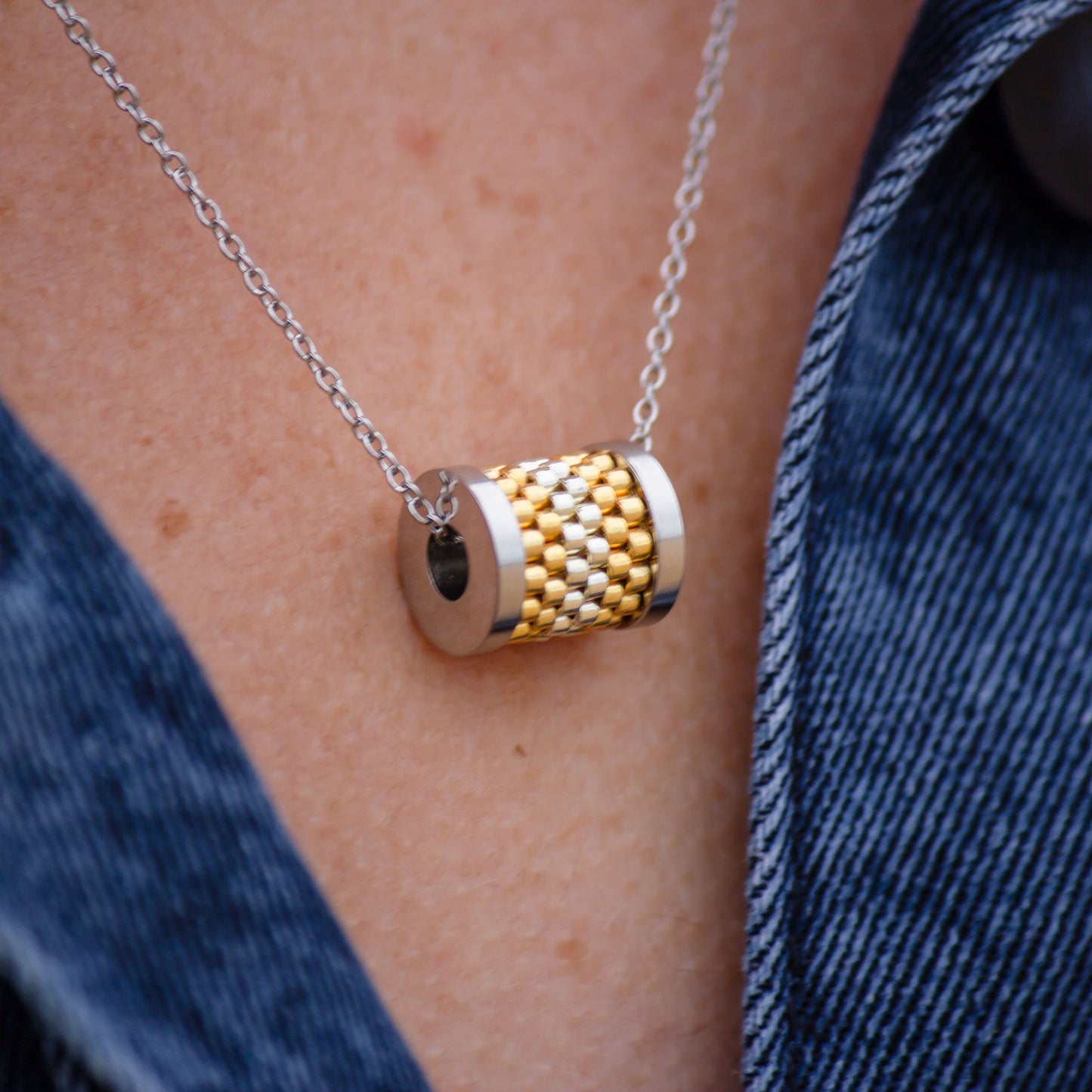 Collier Pendentif | Acier Inoxydable & Perles | Argent & Or