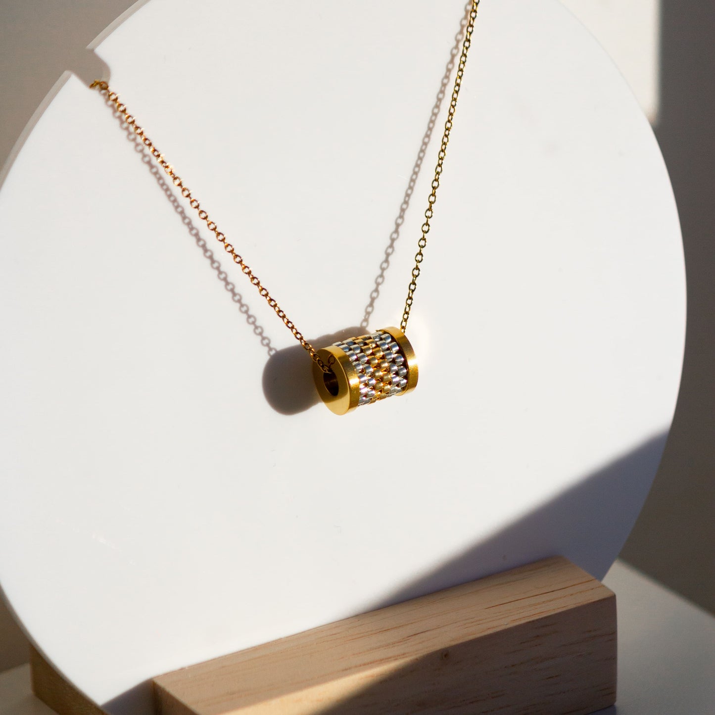 Collier Pendentif | Acier Inoxydable & Perles | Or & Argent