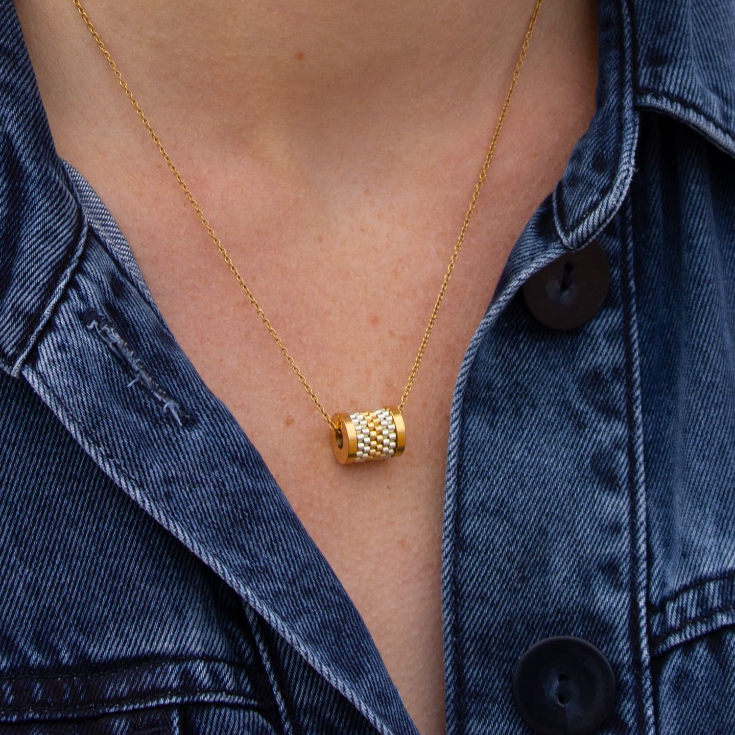 Collier Pendentif | Acier Inoxydable & Perles | Or & Argent