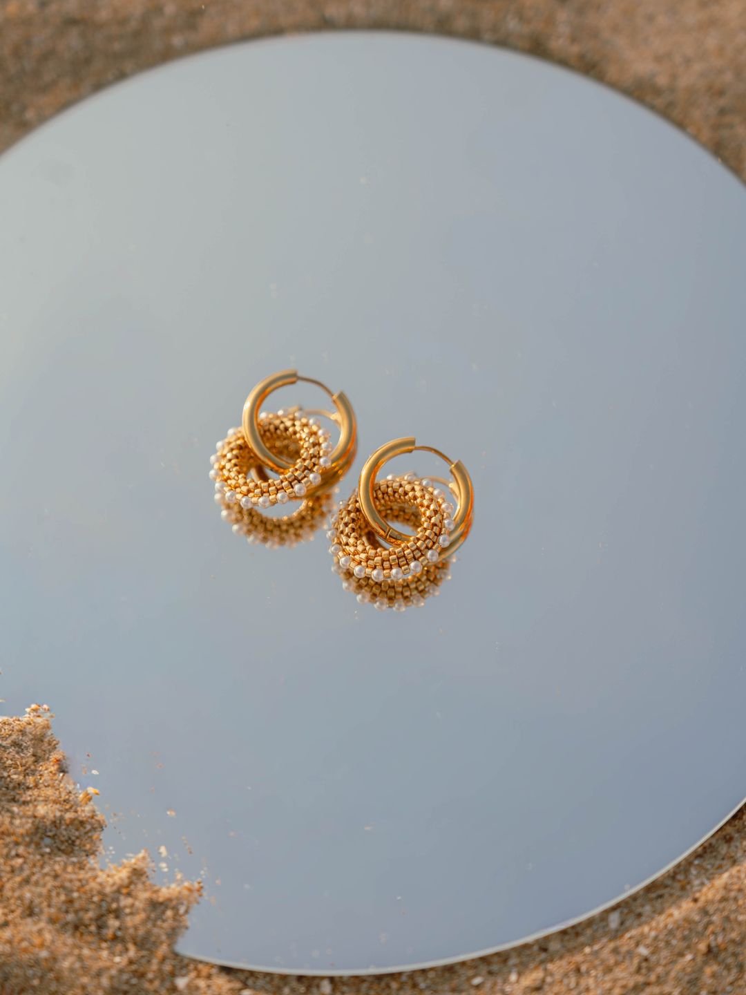 Boucles d'Oreilles Créoles | Acier Inoxydable 316L & Perles Blanches