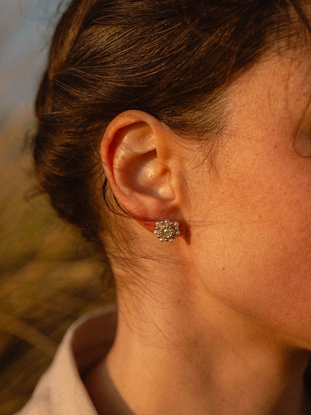 Boucles d'Oreilles Puces | Acier Inoxydable 316L & Perles Blanches