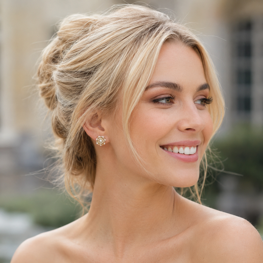 Boucles d'Oreilles Puces | Acier Inoxydable 316L & Perles Blanches