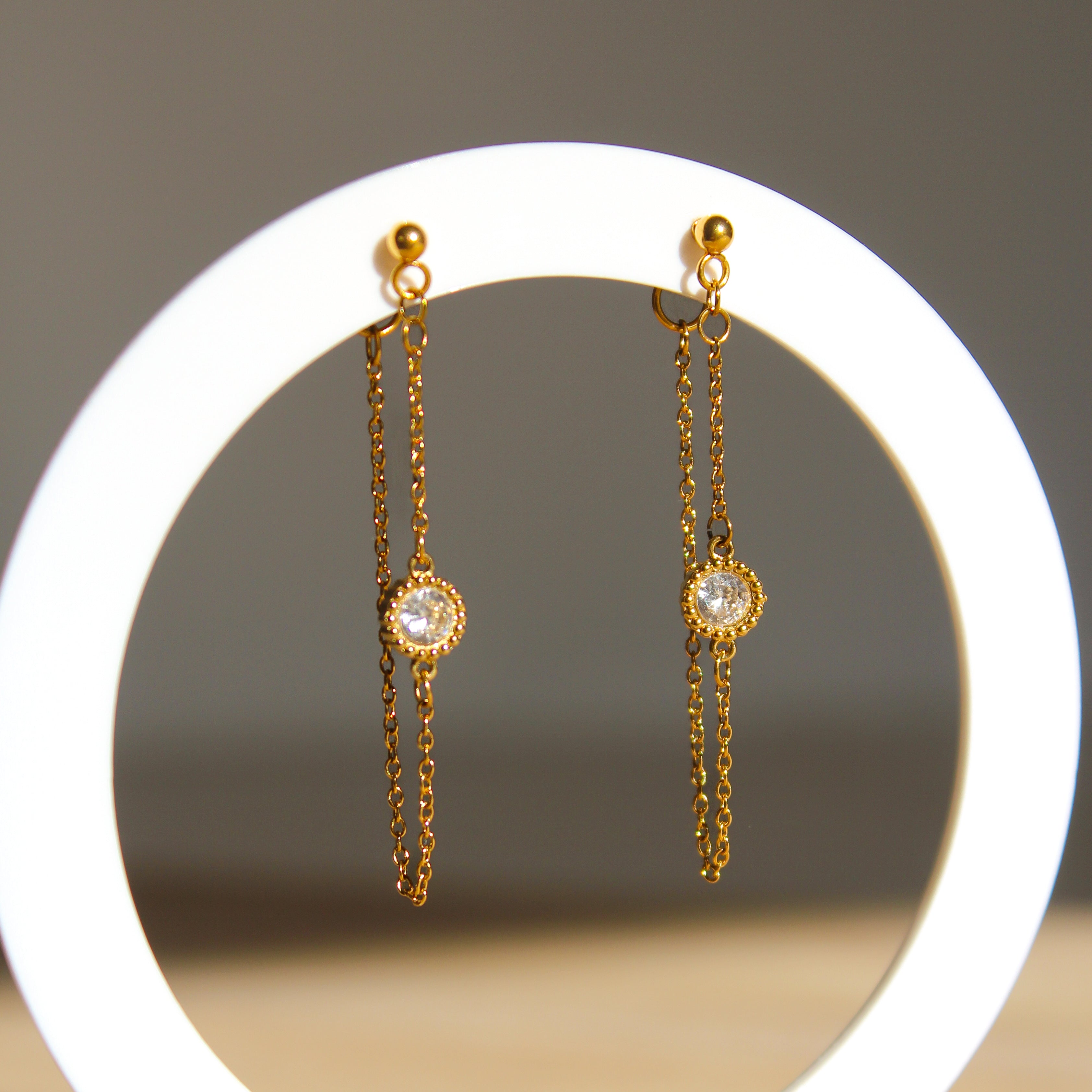 Boucles d’Oreilles Chaîne Dorées |  Acier inoxydable 316L