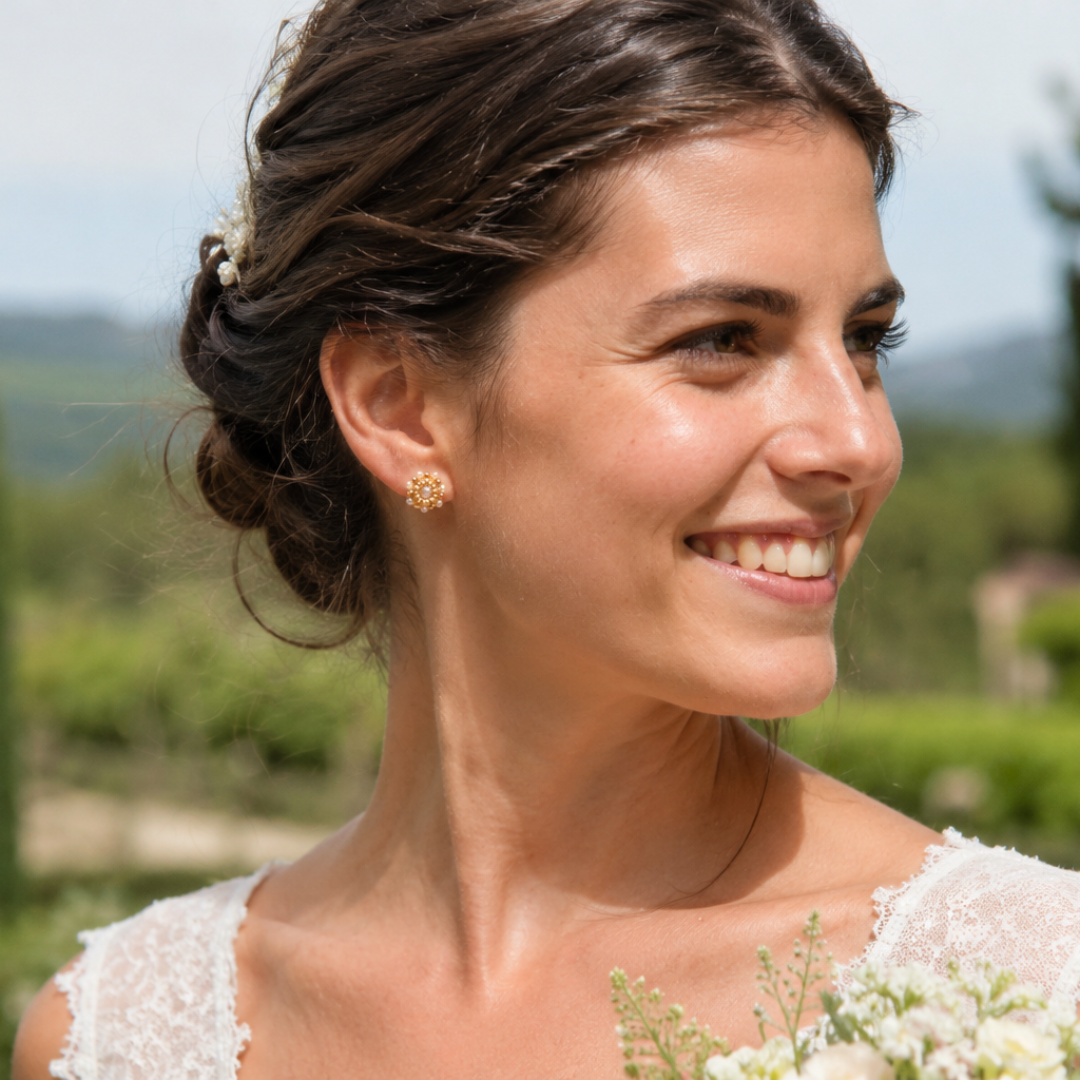 Boucles d'Oreilles Puces | Acier Inoxydable 316L & Perles Blanches