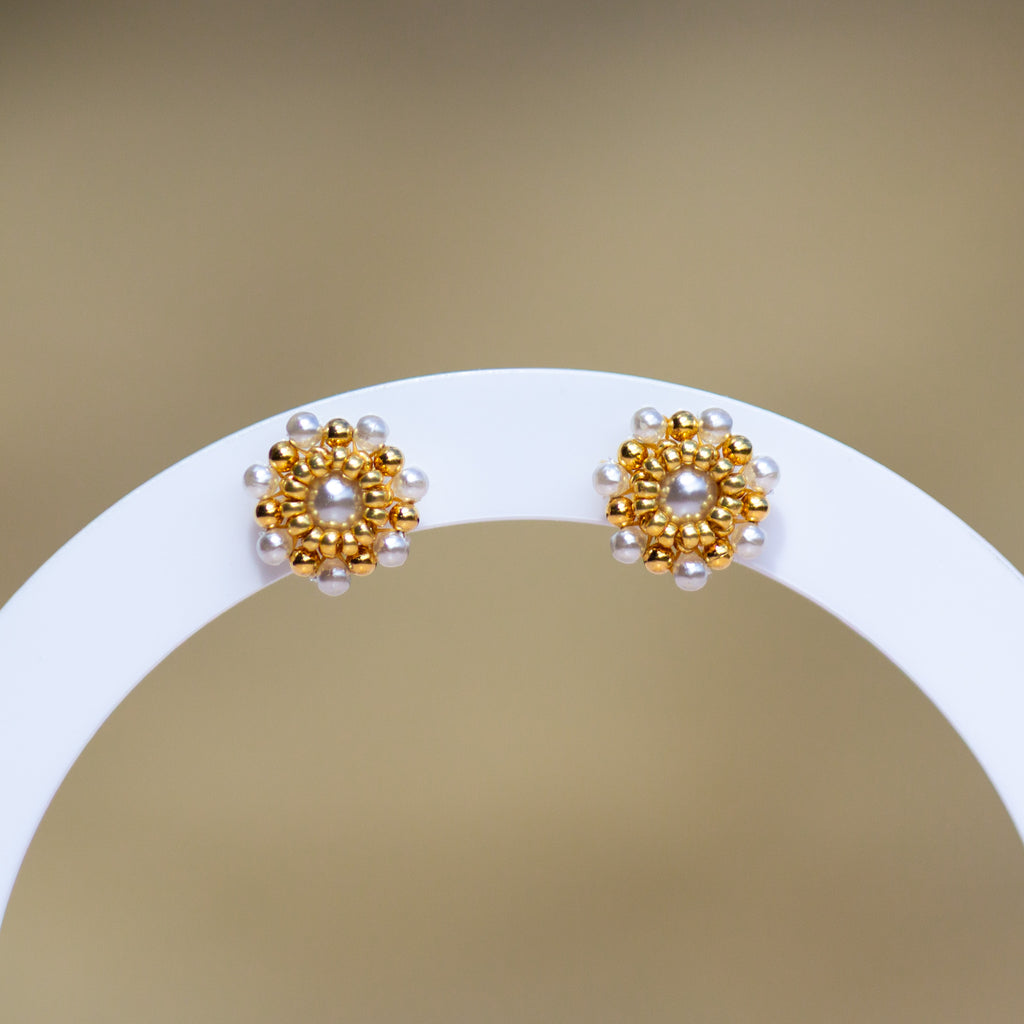Boucles d'Oreilles Puces | Acier Inoxydable 316L & Perles Blanches