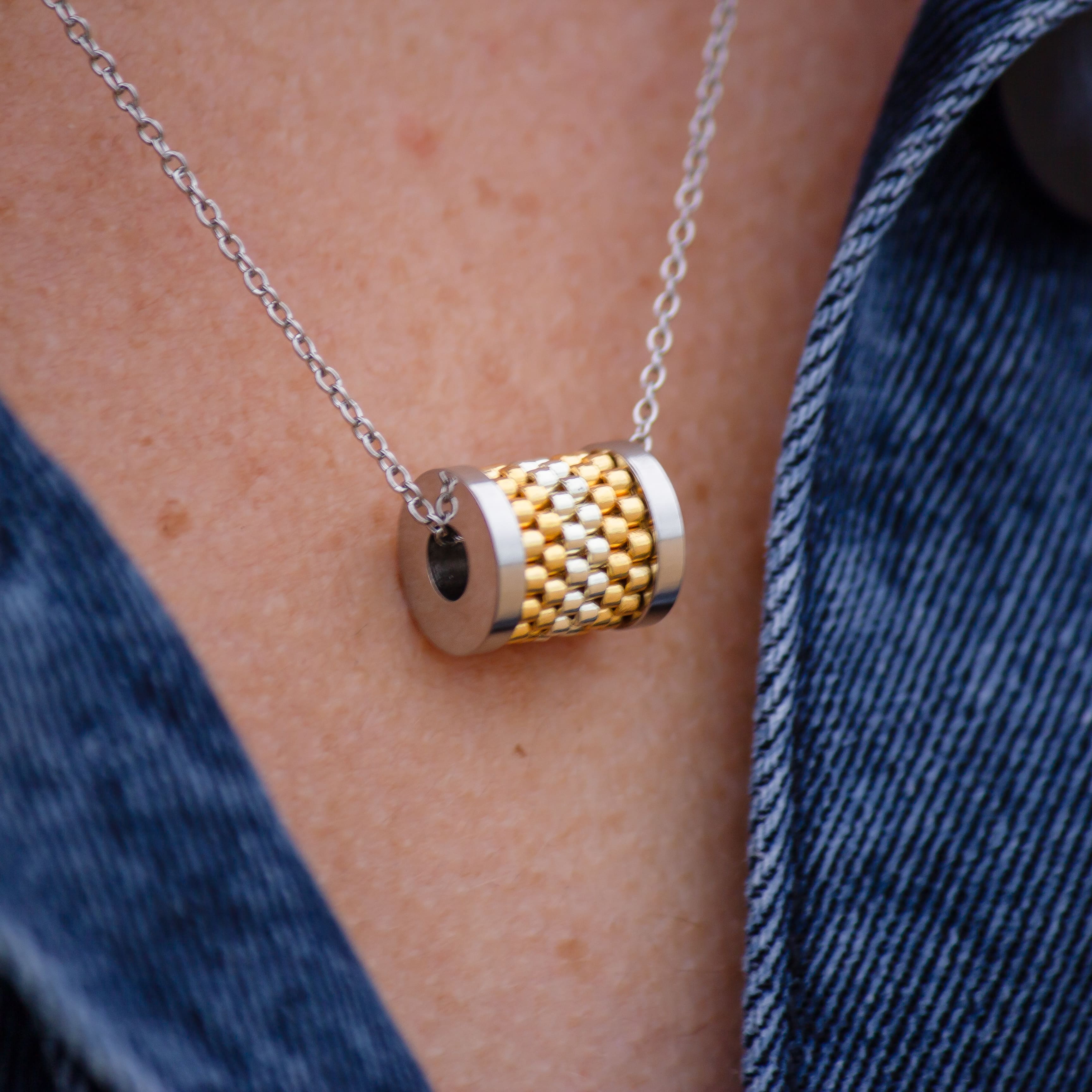 Collier Pendentif | Acier Inoxydable & Perles  | Argent & Or