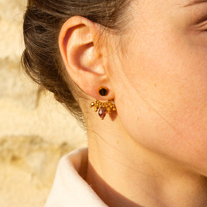 Boucles d'Oreilles Ear Jacket | Or & Aubergine